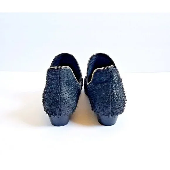 BAKERS ELITE Black Settle Frayed Leather Ankle Booties 39 8.5 Heeled Zipper Trim - Picture 10 of 12